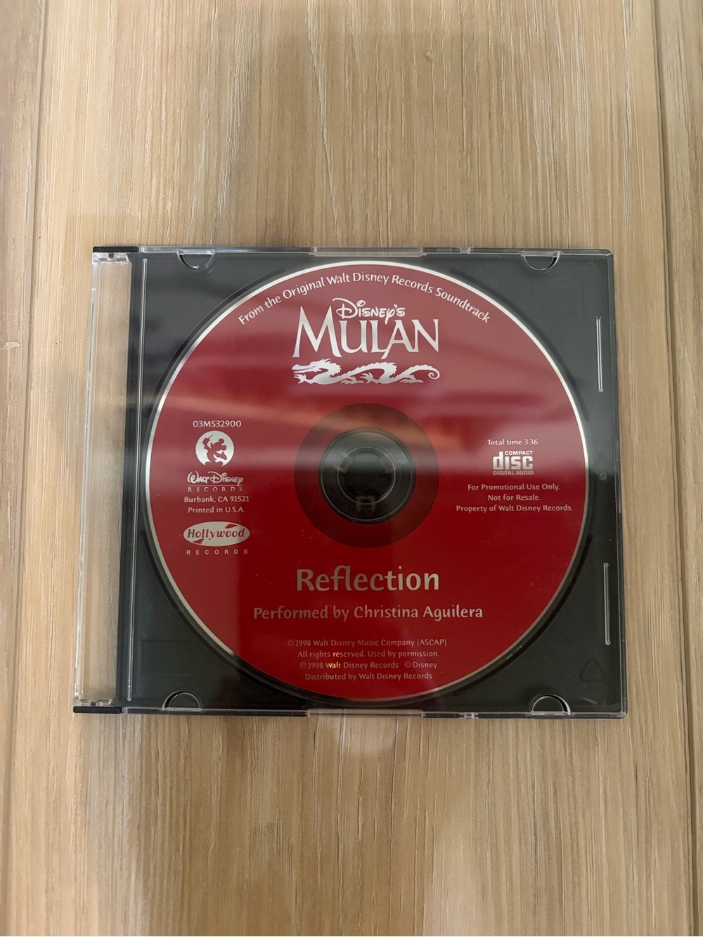 Disney Mulan Reflection Performed by Christina Aguilera Single CD 1998